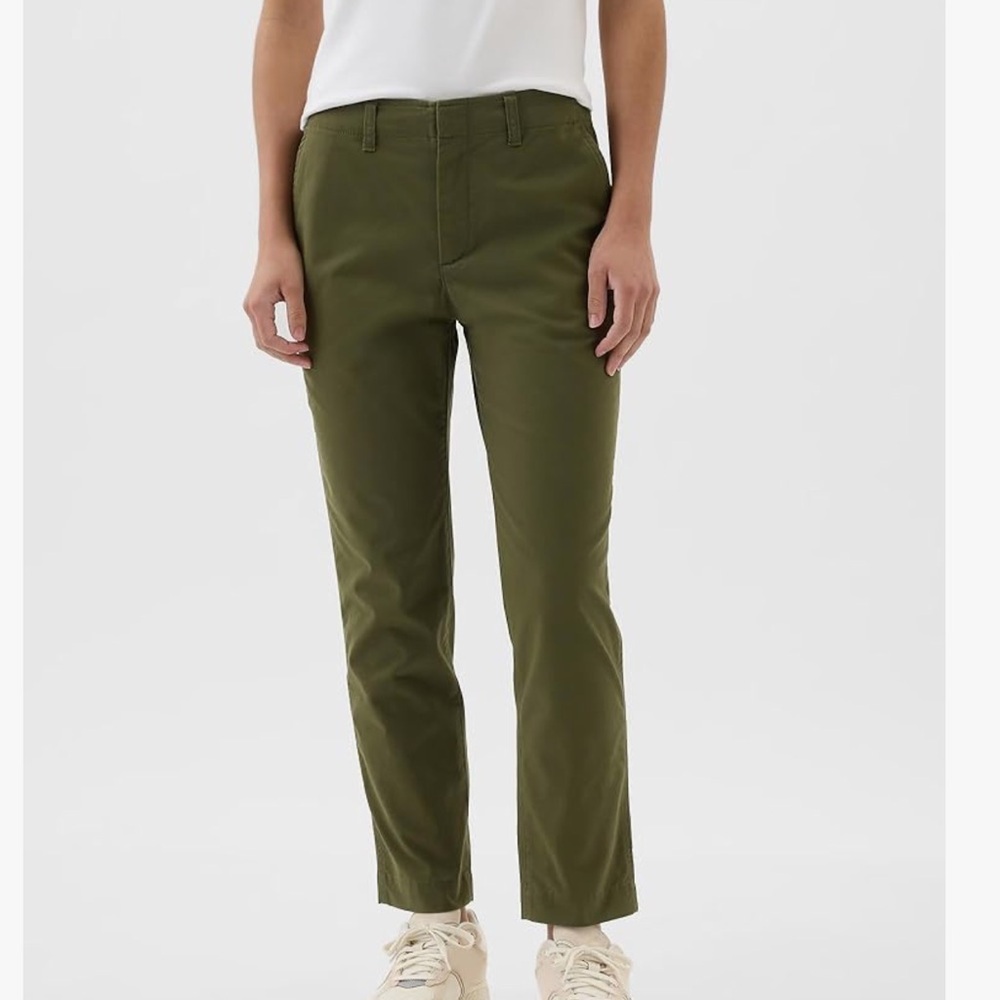 GAP V Downtown Straight Up Khaki Pants Army Green 12 Tall